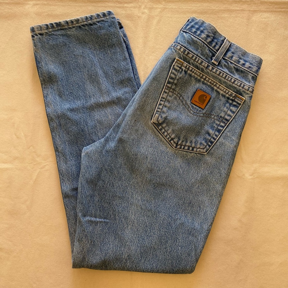 Carhartt Traditional Fit Classic Blue Men's Denim Jeans Distressed Casual 34x32
